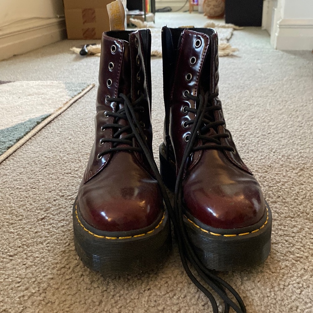 Maroon platform Doc Martens